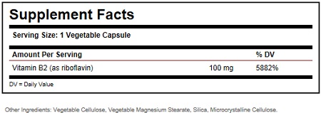 Solgar Vitamin B2 Riboflavin 100 mg Label